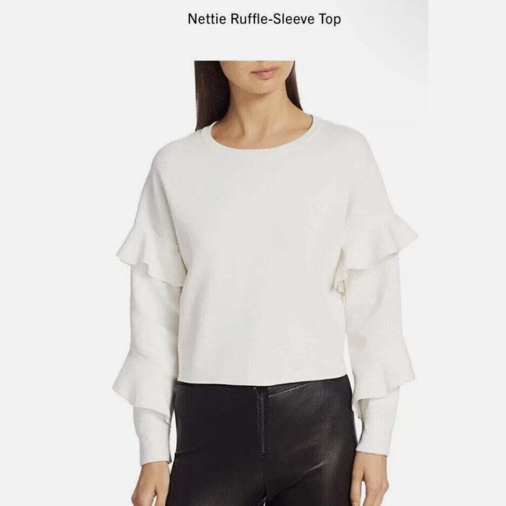 Alice + Olivia Cream Ruffle Sleeve Sweater XS